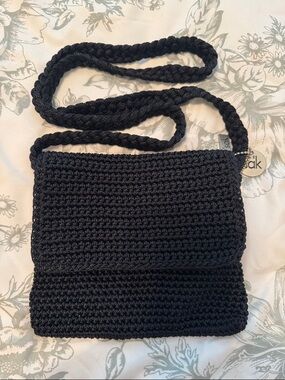 The Sak Black Woven Crochet Crossbody Bag